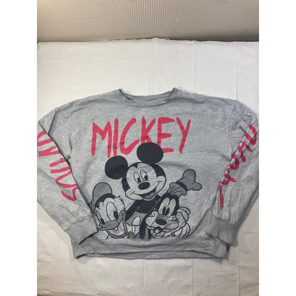 Disney Mickey Mouse Squad Graphic Sweatshirt Gray Crewneck Pullover Size M